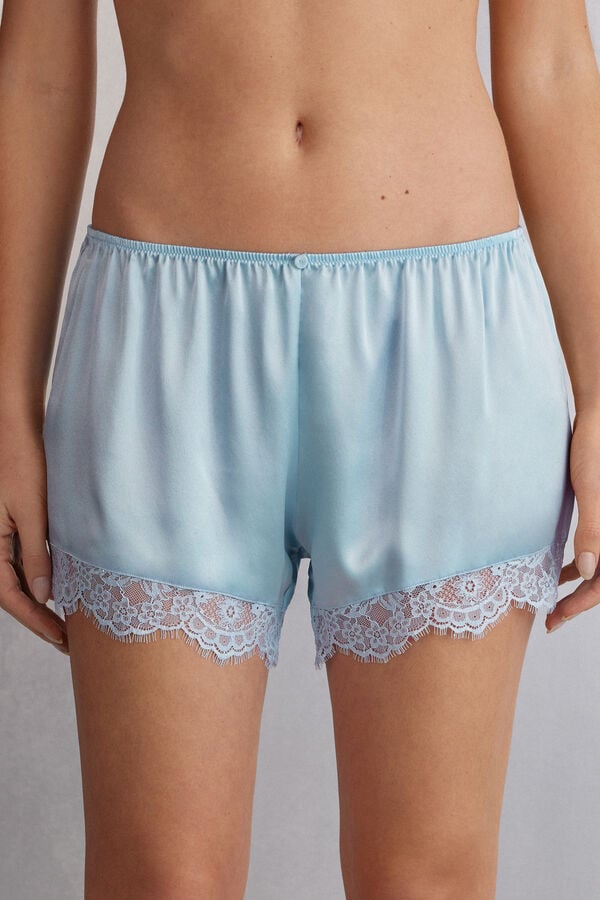 Women Intimissimi The Most Romantic Season Silk Shorts Blue | 3658091-QI