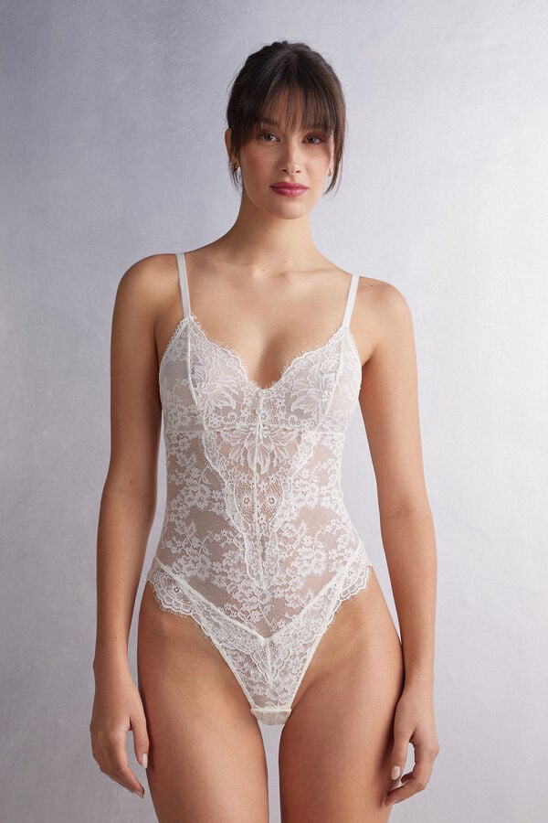 Women Intimissimi The Most Romantic Season Lace Bodysuit White | 0547168-SO