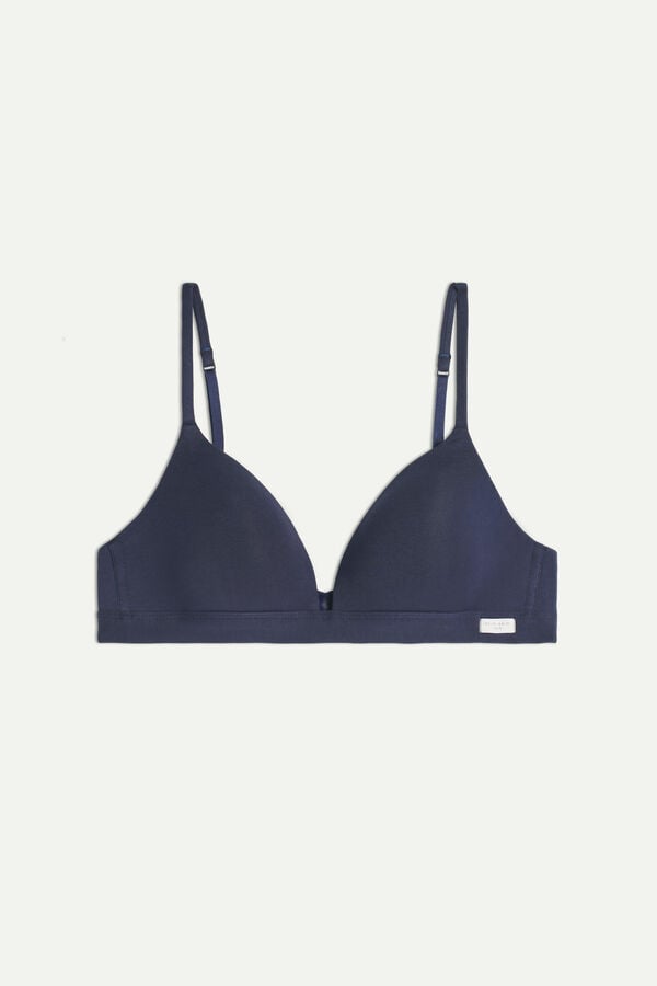 Women Intimissimi Tiziana Triangle Cotton Bra Blue | 1756930-SC