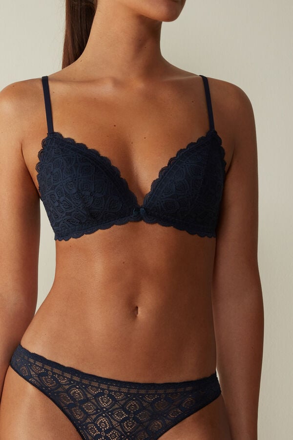 Women Intimissimi Tiziana Triangle Lace Bra Blue | 2576409-DV