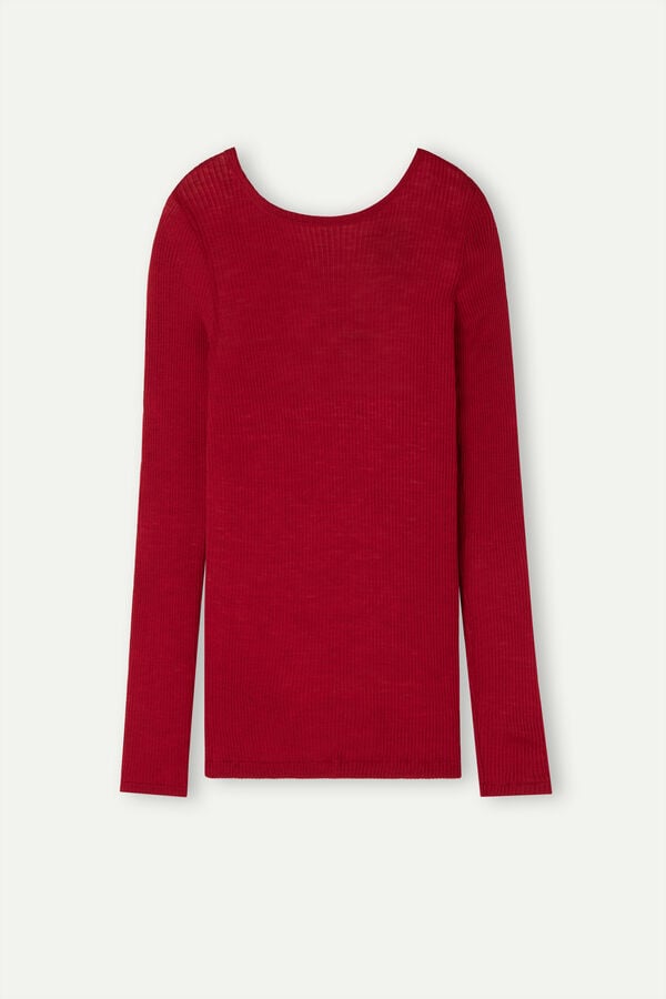 Women Intimissimi Wide Neck Wool And Silk Sweater Red | 3216850-BG