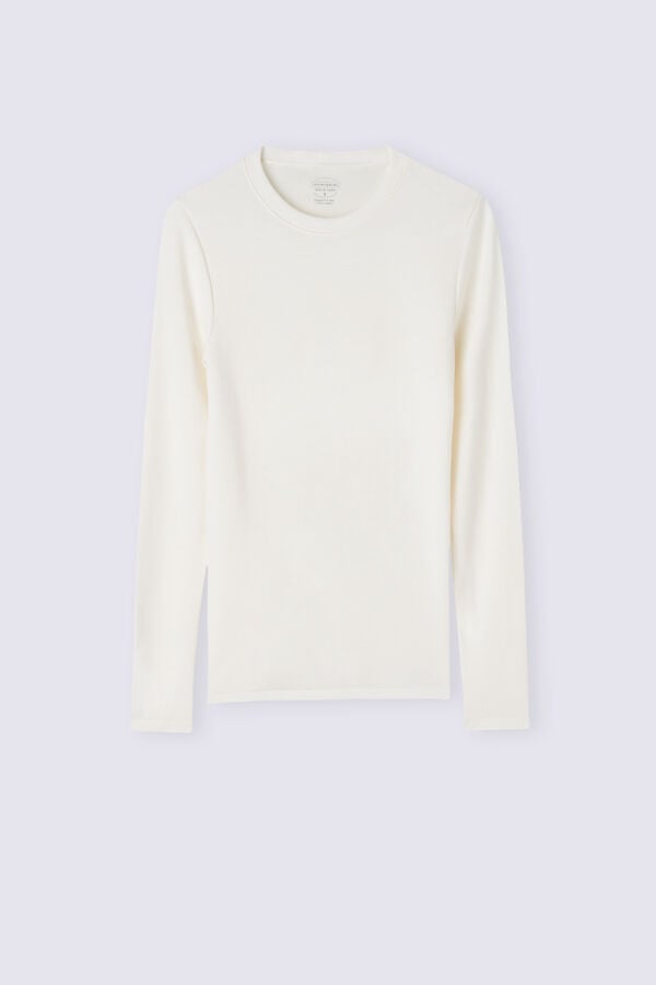 Women Intimissimi Wool Cotton Crewneck Sweater White | 4219038-OQ