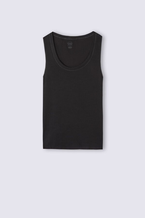 Women Intimissimi Wool Cotton Tank Top Black | 0317896-FH