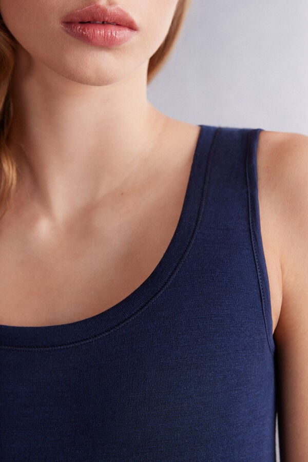 Women Intimissimi Wool Cotton Tank Top Blue | 3890176-JA