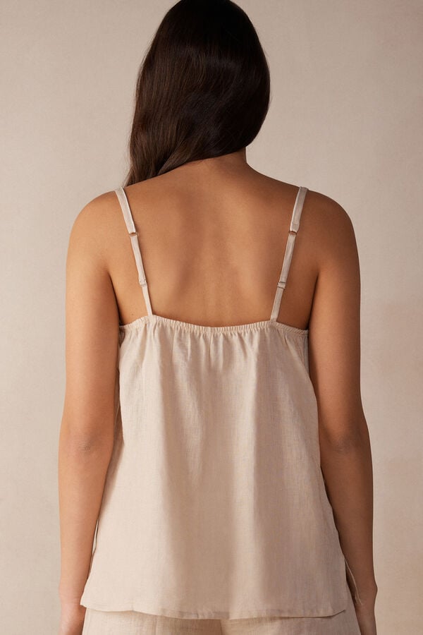 Women Intimissimi Yacht Night Linen Tank Top Beige | 4975386-BS