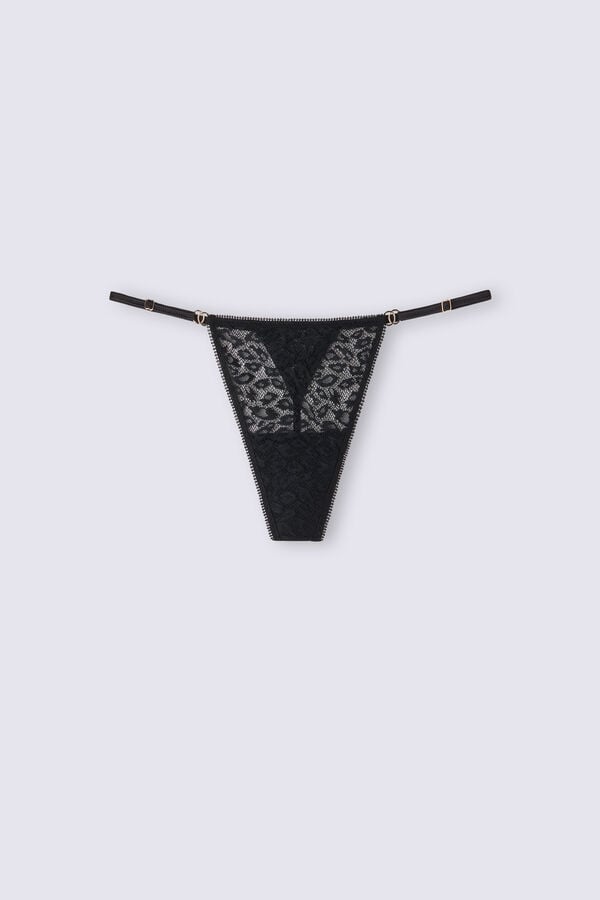 Women Intimissimi Your Wild Side String Thong Black | 2471695-HL